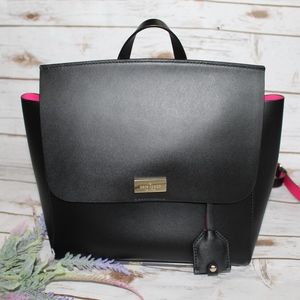 Kate Spade Black with Fuchsia Leather Backpack
